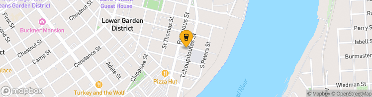 Map showing a marker over 29.929882499999994, -90.06682149999999