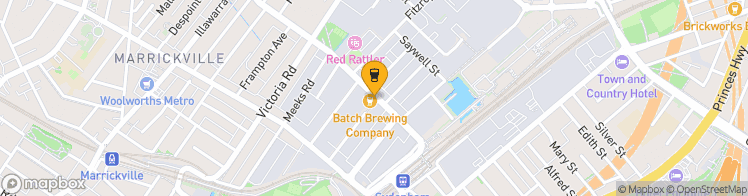 Map showing a marker over -33.911804499999995, 151.1648777