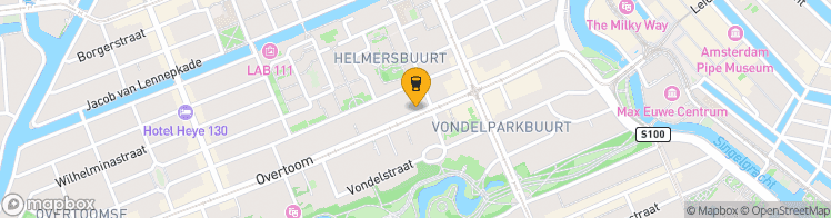 Map showing a marker over 52.362338900000005, 4.8729917