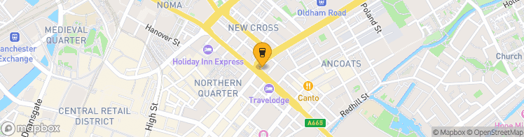 Map showing a marker over 53.484825, -2.2324555999999998