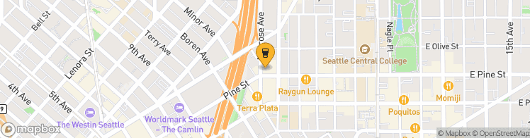 Map showing a marker over 47.615508299999995, -122.32762220000001