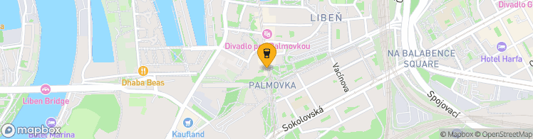Map showing a marker over 50.104098799999996, 14.4730435