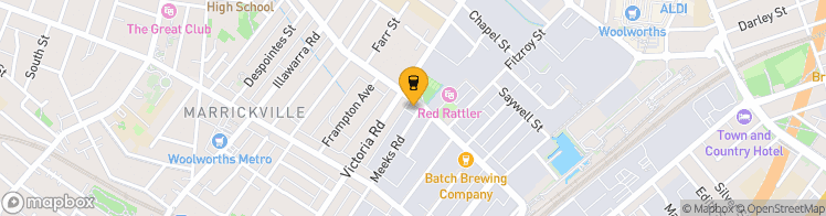 Map showing a marker over -33.9102514, 151.16264569999998