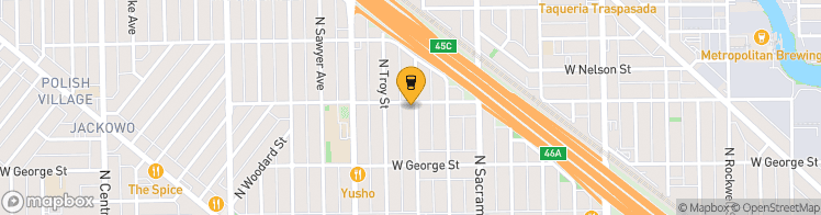 Map showing a marker over 41.9355571, -87.7052853