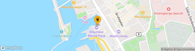 Map showing a marker over 56.0445437, 12.692764900000002
