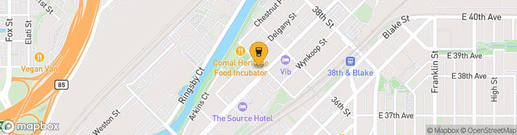 Map showing a marker over 39.7704679, -104.9793555
