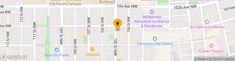 Map showing a marker over 53.544230299999995, -113.5008297