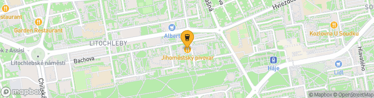 Map showing a marker over 50.0314629, 14.5198128