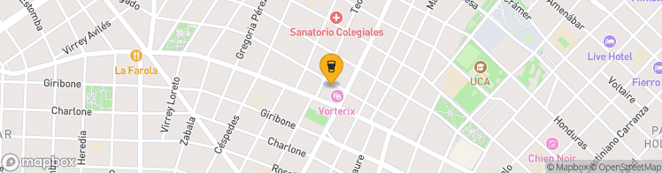 Map showing a marker over -34.5796677, -58.4512942