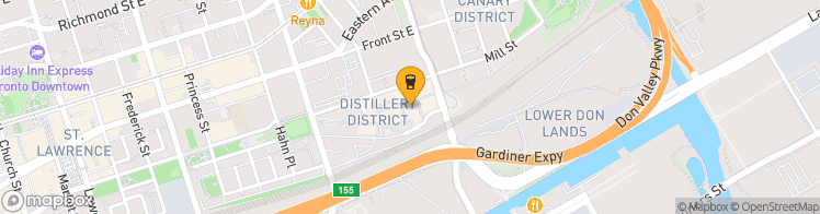 Map showing a marker over 43.650441699999995, -79.35827499999999