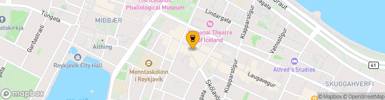 Map showing a marker over 64.14632499999999, -21.9326516