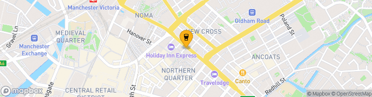 Map showing a marker over 53.4854343, -2.2344966