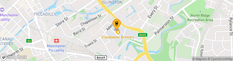 Map showing a marker over 53.4780571, -2.2218571