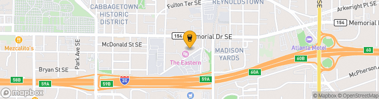 Map showing a marker over 33.7456843, -84.3602092