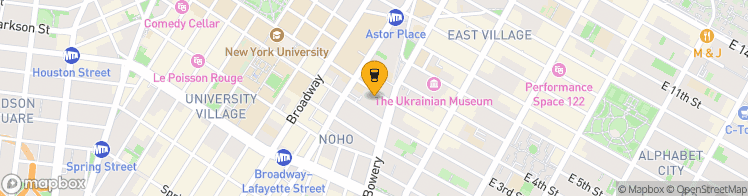 Map showing a marker over 40.727224199999995, -73.9923192