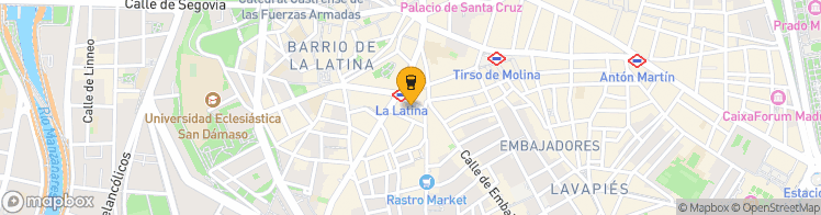 Map showing a marker over 40.410837, -3.7079546999999997