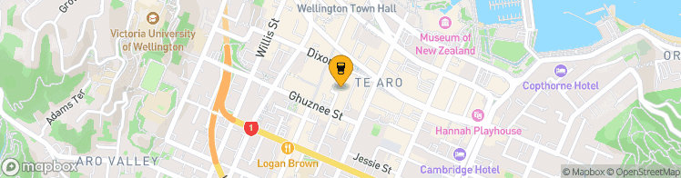 Map showing a marker over -41.2927602, 174.7771228