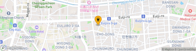 Map showing a marker over 37.5654623, 126.9907264