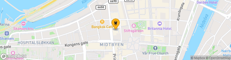Map showing a marker over 63.4313017, 10.3926044