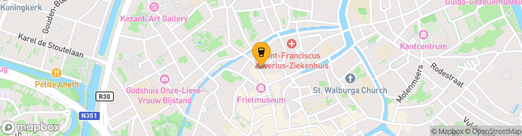 Map showing a marker over 51.211852799999996, 3.2237332999999997