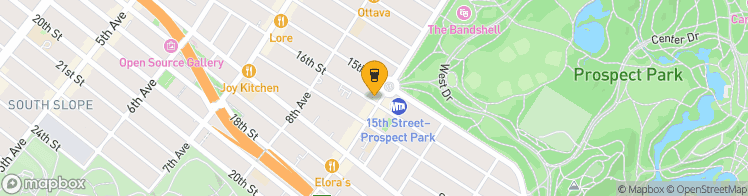 Map showing a marker over 40.6606288, -73.9805259