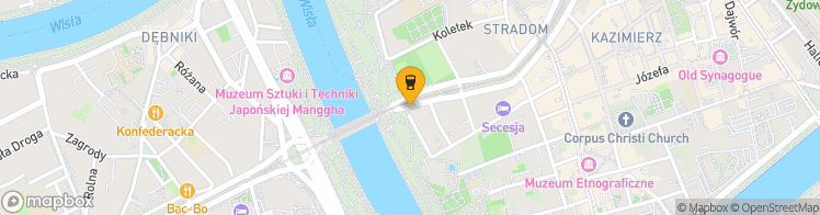 Map showing a marker over 50.050099599999996, 19.9364737