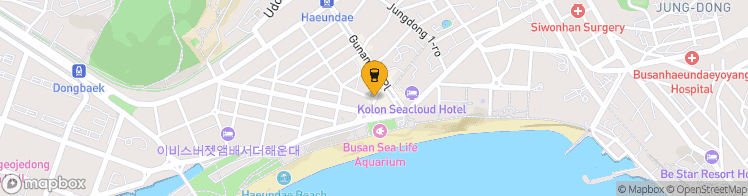 Map showing a marker over 35.1603318, 129.16076329999999