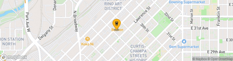 Map showing a marker over 39.760503199999995, -104.9824605