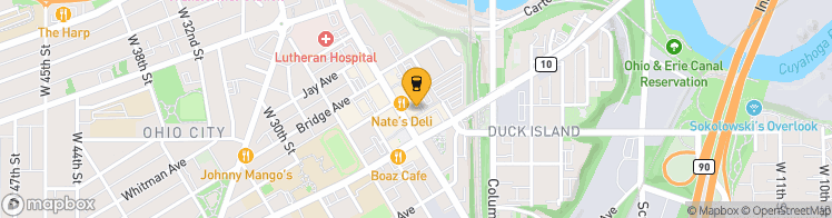 Map showing a marker over 41.485076899999996, -81.70343059999999