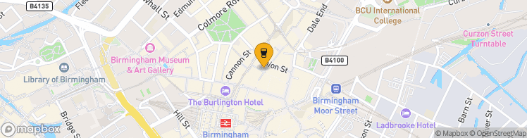 Map showing a marker over 52.479656299999995, -1.8963656999999996