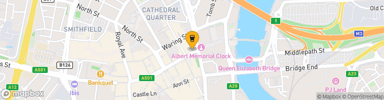 Map showing a marker over 54.6007426, -5.9251337