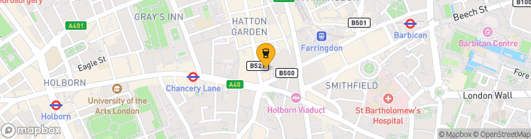 Map showing a marker over 51.518436799999996, -0.1073928