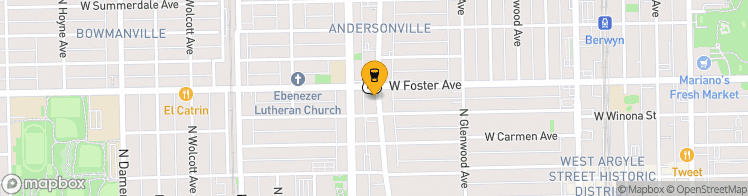 Map showing a marker over 41.975817, -87.6685797
