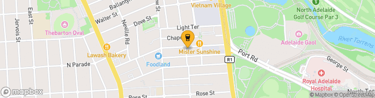 Map showing a marker over -34.9189155, 138.575292