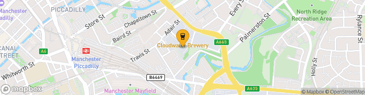 Map showing a marker over 53.477401799999996, -2.2216785