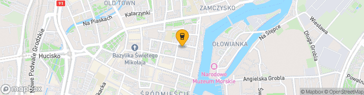 Map showing a marker over 54.3522147, 18.6562341