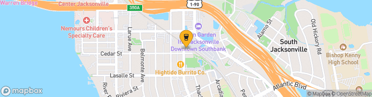 Map showing a marker over 30.3108565, -81.65451050000001