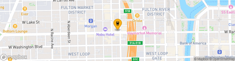 Map showing a marker over 41.884616099999995, -87.6478096