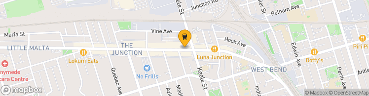 Map showing a marker over 43.6655507, -79.46533869999999