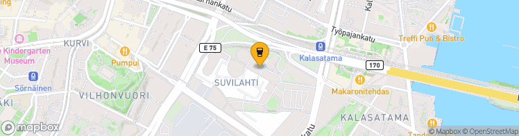 Map showing a marker over 60.1868203, 24.9730812