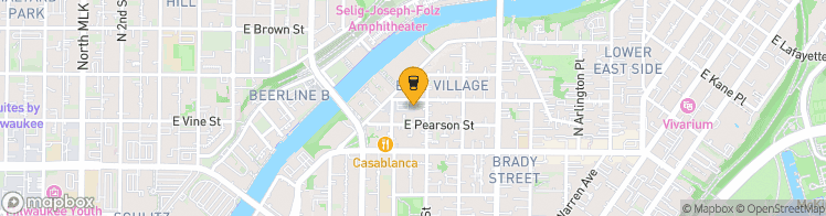 Map showing a marker over 43.0542186, -87.9014127