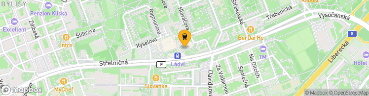 Map showing a marker over 50.1270844, 14.4701699