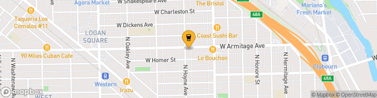 Map showing a marker over 41.9176082, -87.6798057