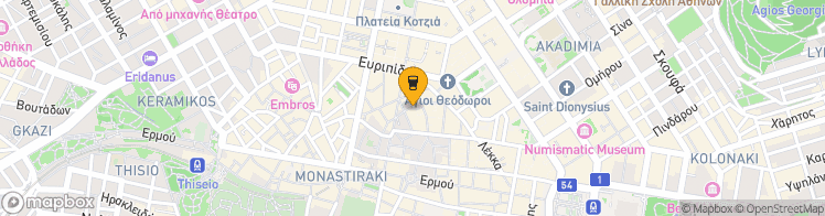 Map showing a marker over 37.9785335, 23.7286859