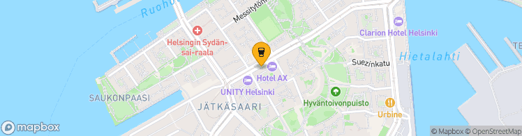 Map showing a marker over 60.1582601, 24.9136065