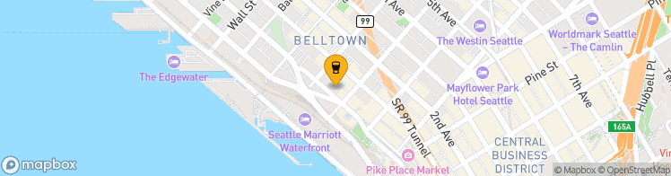Map showing a marker over 47.611702699999995, -122.34509779999998