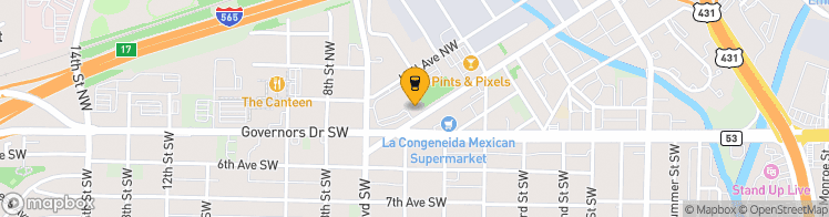 Map showing a marker over 34.720852, -86.60708699999999