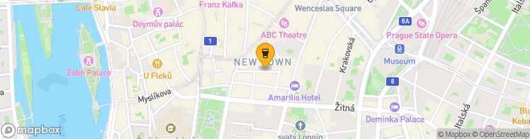Map showing a marker over 50.0786808, 14.423482799999999