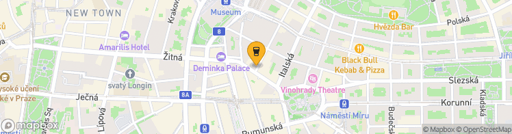 Map showing a marker over 50.0767951, 14.433523899999999