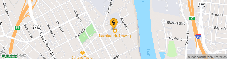Map showing a marker over 36.1812535, -86.7862293